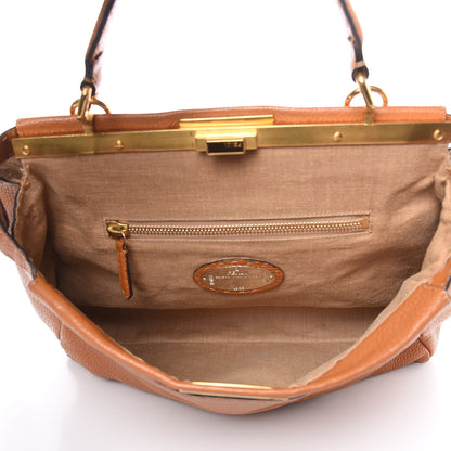 Fendi Cuoio Romano Raffia Selleria Large Peekaboo Iconic Satchel Caramel 6 of 14