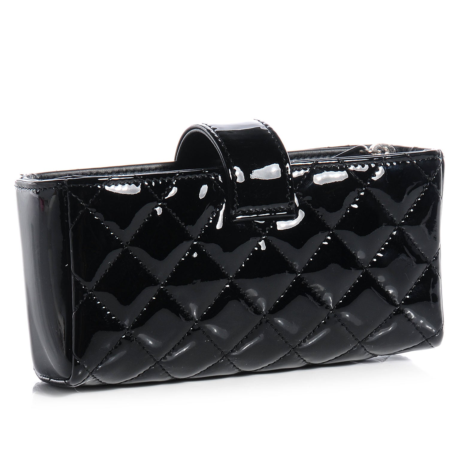 Chanel Patent Quilted Mini Phone Clutch Black 3 of 9