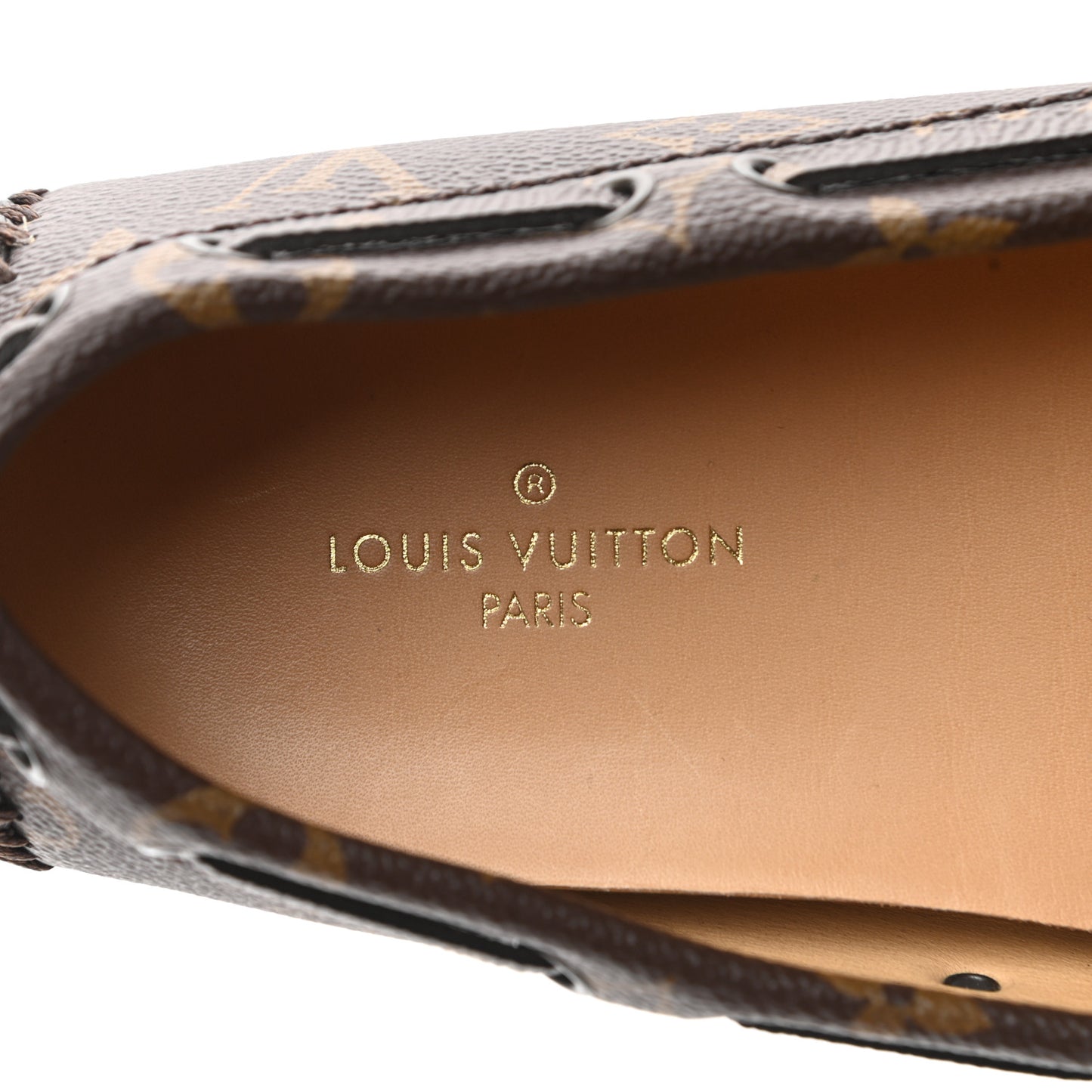 Monogram Mens Arizona Car Shoe Moccasin Loafers 8 Macassar