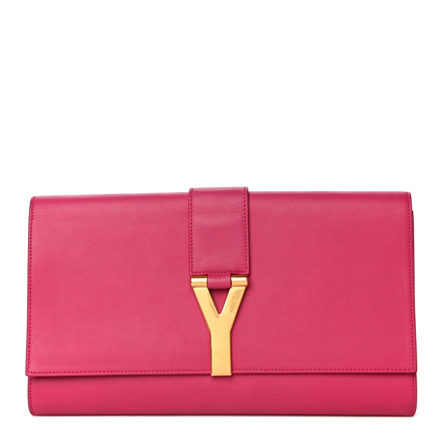 Calfskin Classic Y Ligne Clutch Fuchsia
