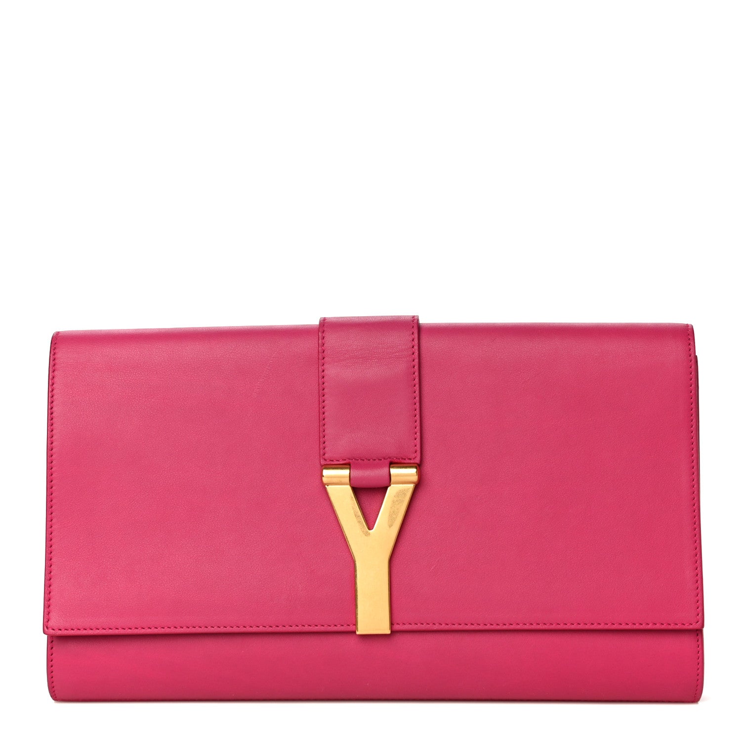 Saint Laurent Calfskin Classic Y Ligne Clutch Fuchsia 1 of 29