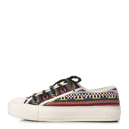 Christian Dior Canvas Ethnic Embroidered Womens Walk'N'Dior Low Top Sneakers 38.5 Fuchsia 1 of 9