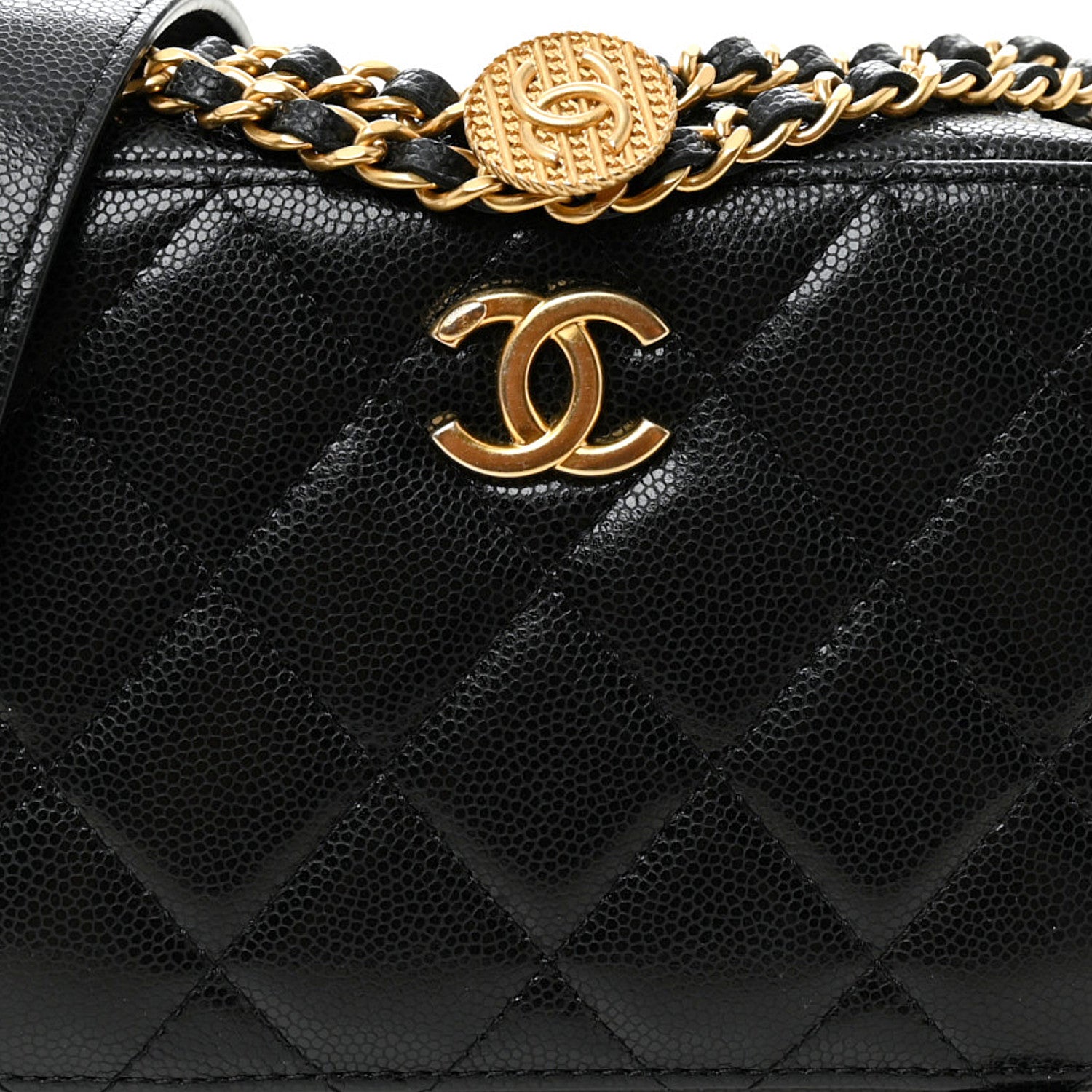 Chanel Caviar Quilted Twist Your Buttons Clutch With Chain Black 8 of 10