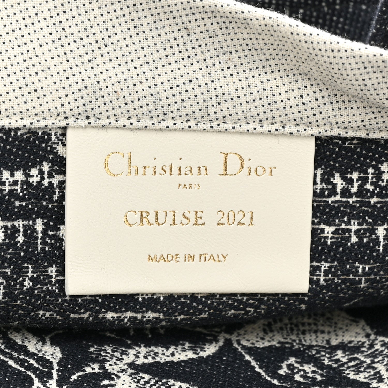 Christian Dior Canvas Print Cruise Tote Black White 6 of 8