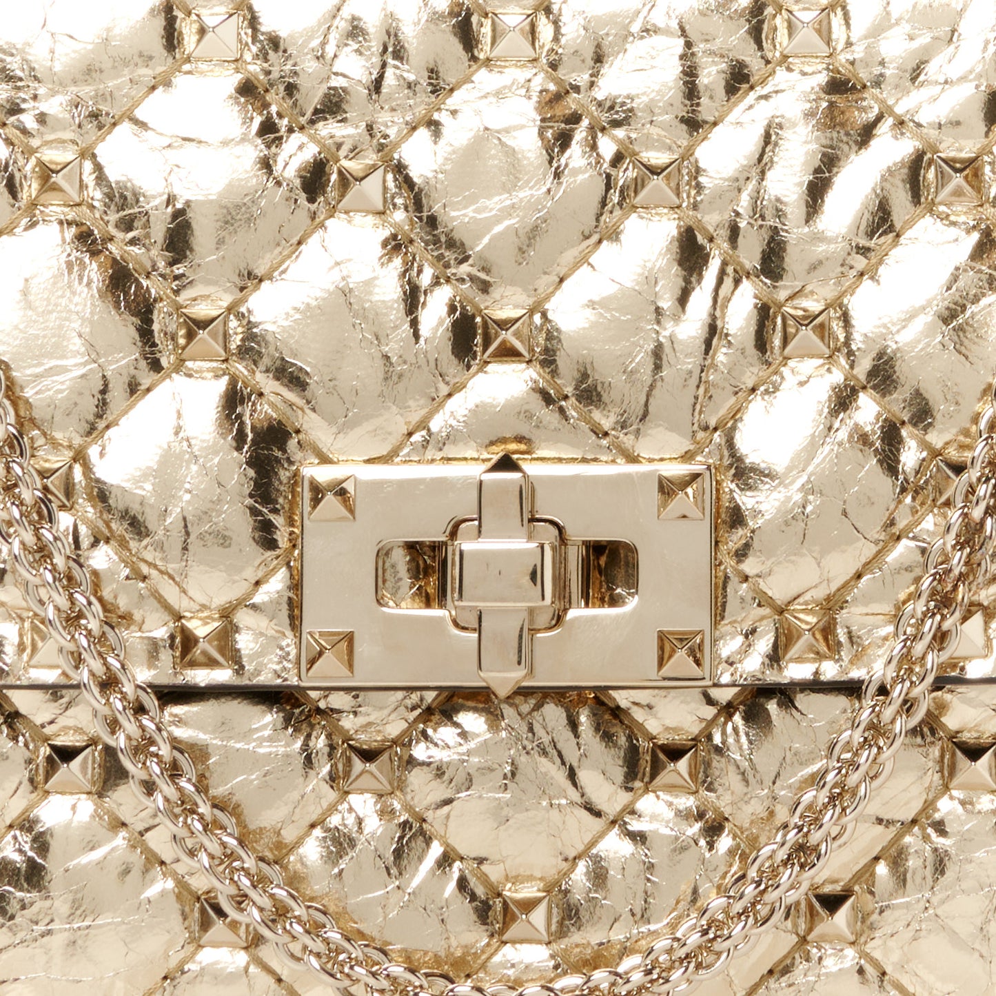 Metallic Nappa Rockstud Spike Wallet on Chain Mekong