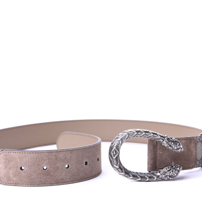 Gucci GG Supreme Monogram Suede Dionysus 40mm Belt 85 34 Beige Taupe 4 of 5