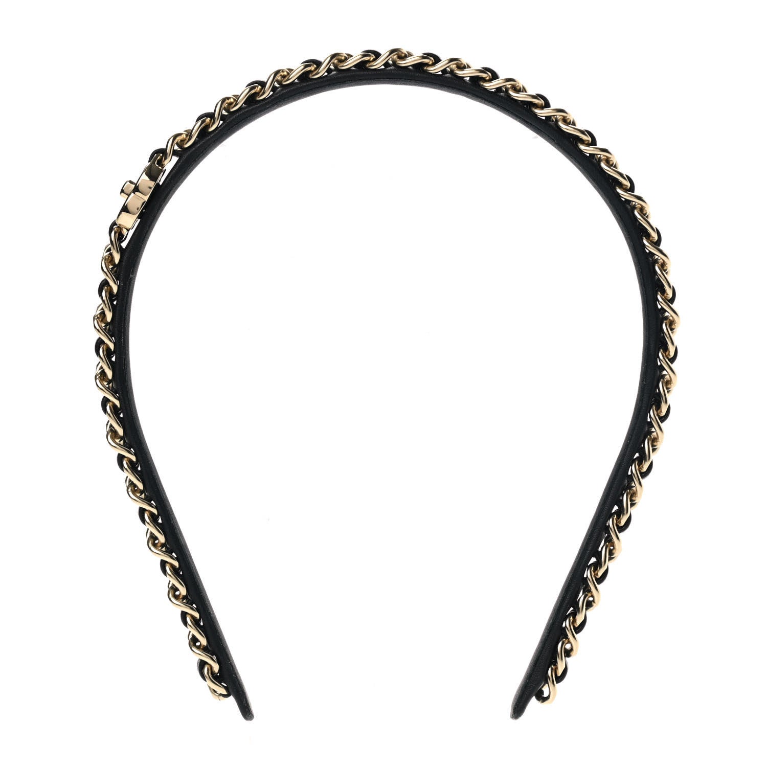 Chanel Metal Lambskin CC Turnlock Chain Headband Gold Black 3 of 6