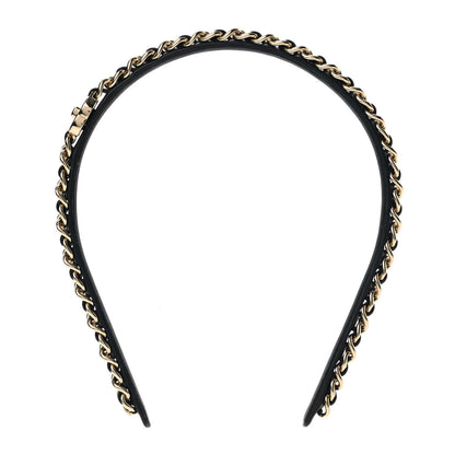 Chanel Metal Lambskin CC Turnlock Chain Headband Gold Black 3 of 6