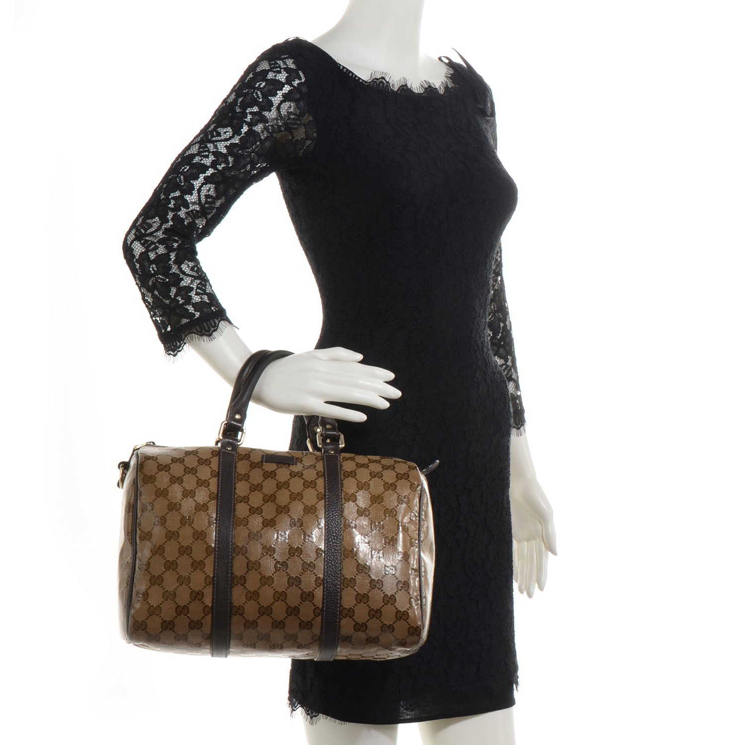 Gucci Crystal Monogram Medium Joy Boston Brown 2 of 8