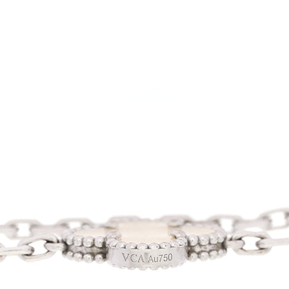 Van Cleef & Arpels 18K White Gold Mother of Pearl 5 Motifs Vintage Alhambra Bracelet 4 of 4