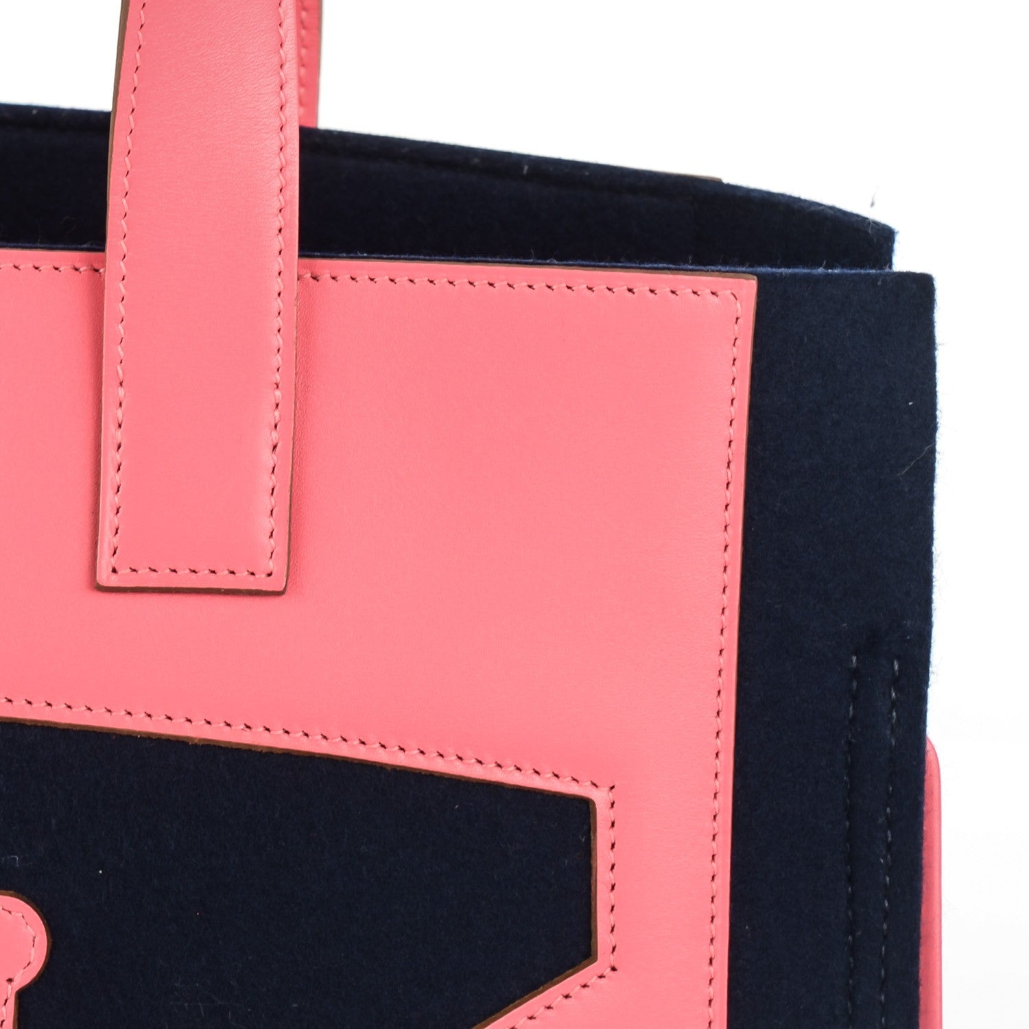 Hermes Tadelakt Fleece Petit H Decoupe Skeleton Tote PM Rose Shocking Navy 2 of 13