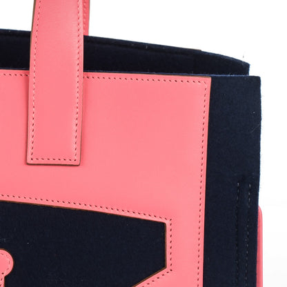 Hermes Tadelakt Fleece Petit H Decoupe Skeleton Tote PM Rose Shocking Navy 2 of 13