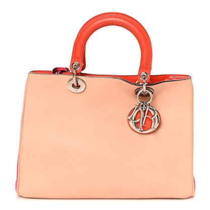 Christian Dior Smooth Calfskin Medium Tri-Color Diorissimo Tote Pink Fuchsia Orange 1 of 10