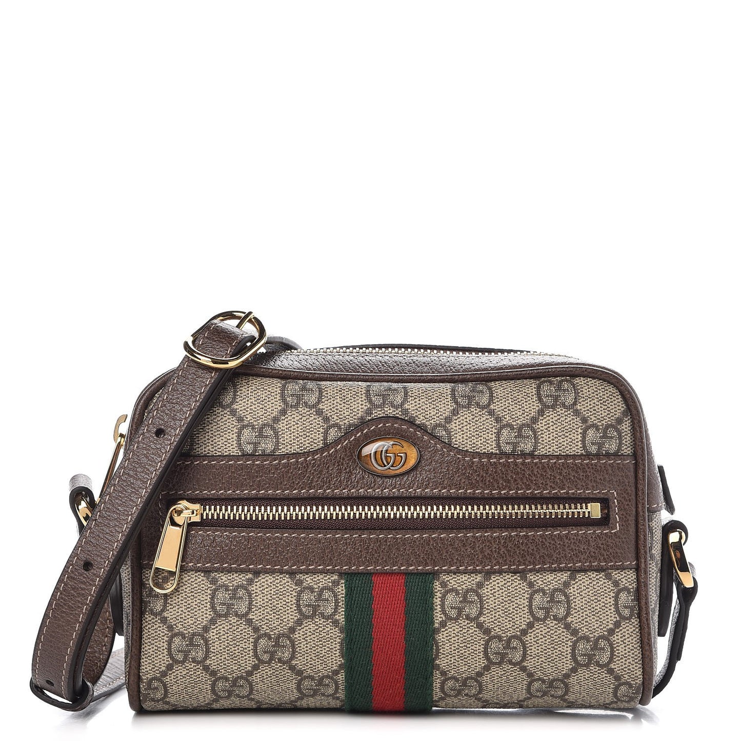 GG Supreme Monogram Web Mini Ophidia Shoulder Bag Brown