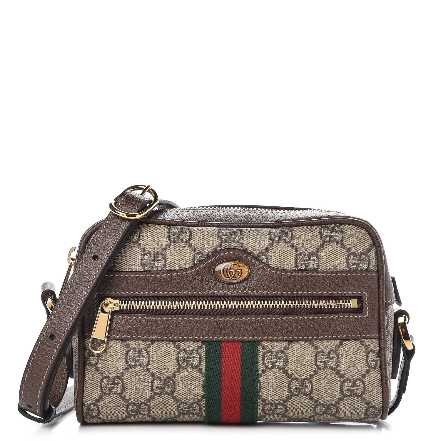 Gucci GG Supreme Monogram Web Mini Ophidia Shoulder Bag Brown 1 of 11