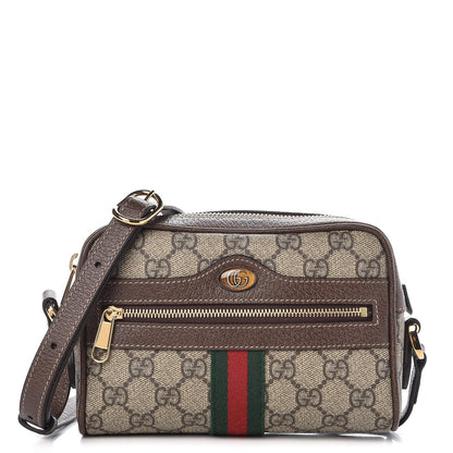 Gucci GG Supreme Monogram Web Mini Ophidia Shoulder Bag Brown 1 of 11