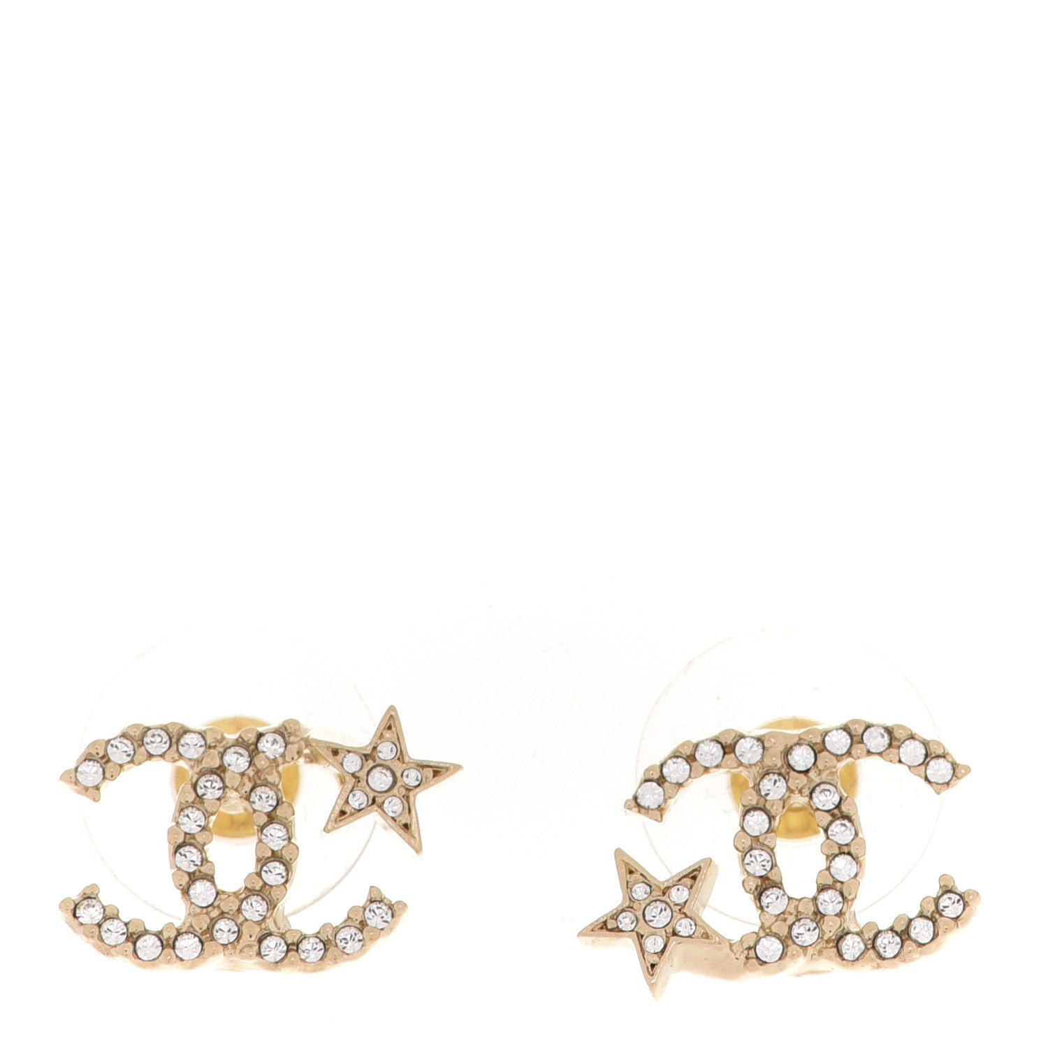 Chanel Crystal CC Starfall Earrings Gold 1 of 5