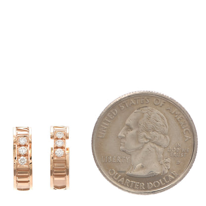 Tiffany 18K Rose Gold Diamond Atlas Hoop Earrings 2 of 5