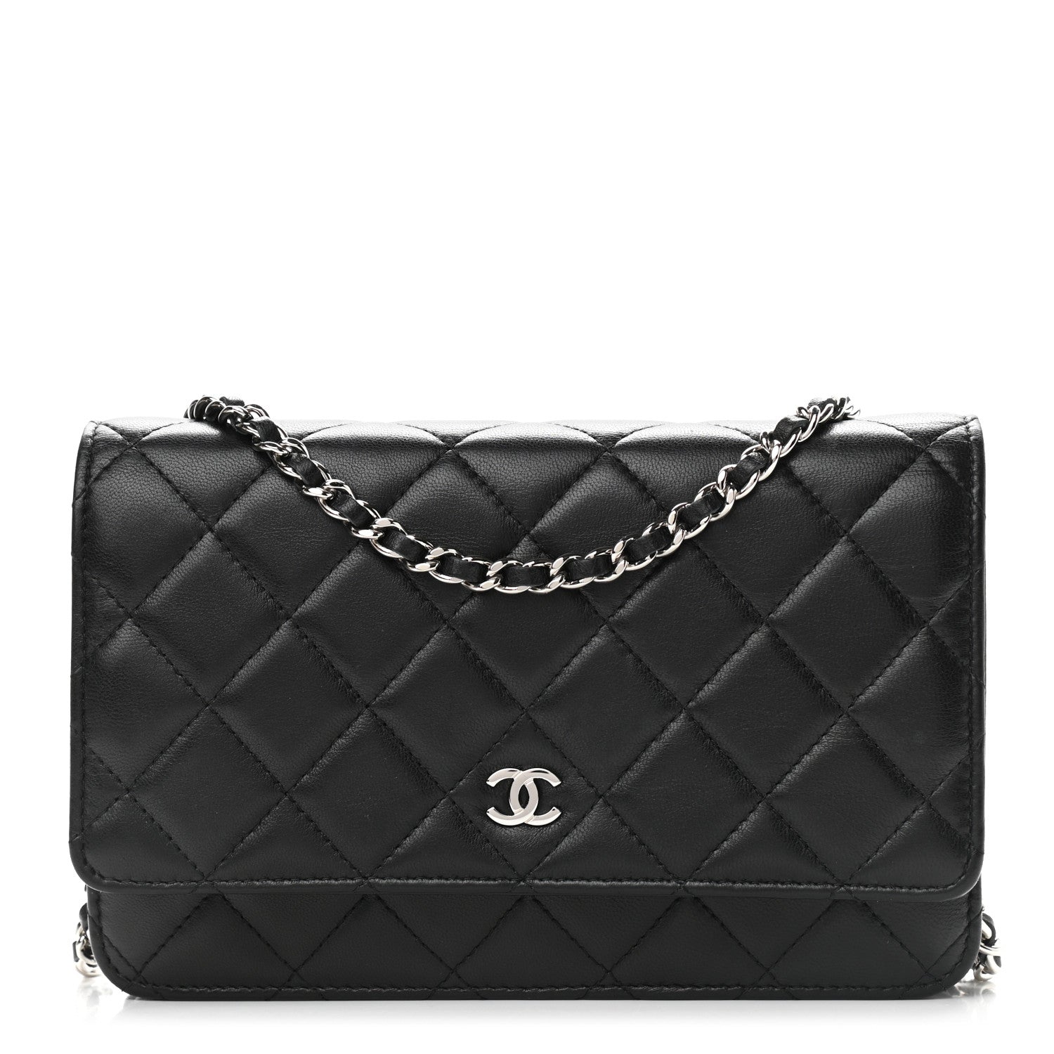 Chanel Lambskin Quilted Wallet On Chain WOC Black 2 of 11
