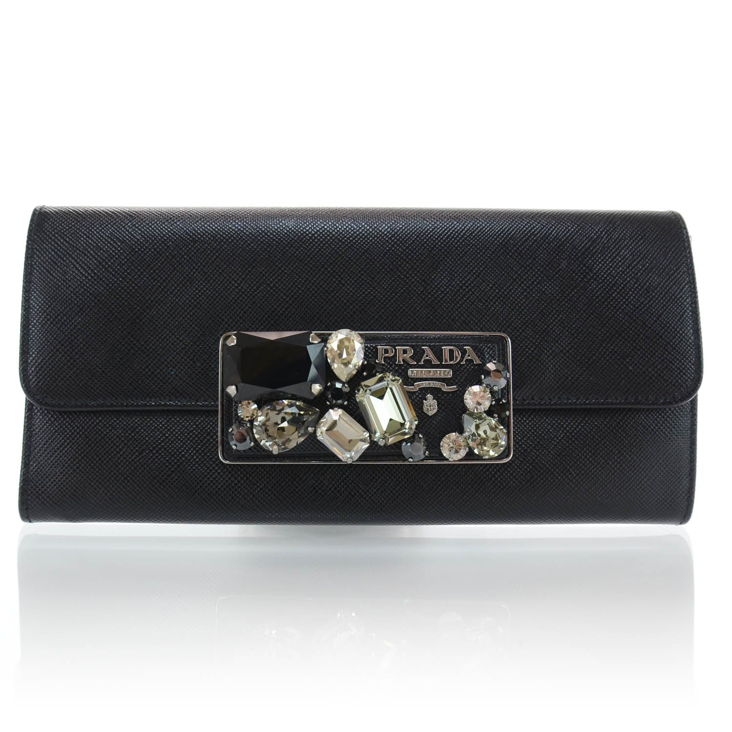 Prada Saffiano Stones Continental Wallet Nero Black 1 of 7