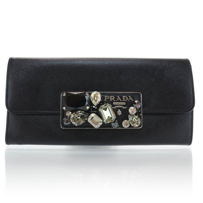 Prada Saffiano Stones Continental Wallet Nero Black 1 of 7