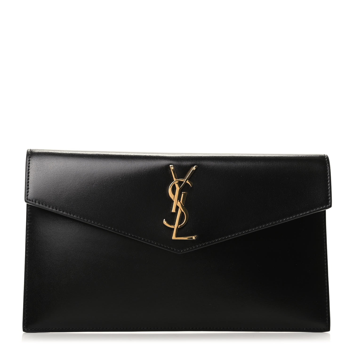 Saint Laurent Smooth Shiny Calfskin Monogram Uptown Pouch Black 1 of 6