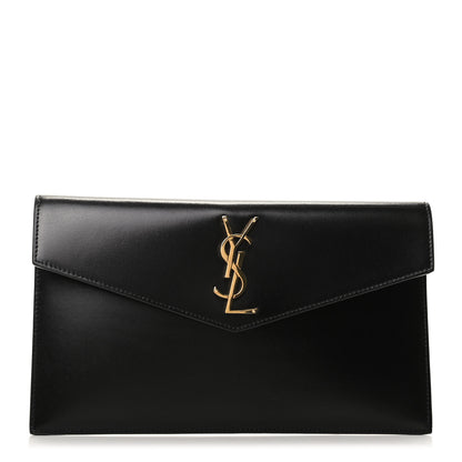 Saint Laurent Smooth Shiny Calfskin Monogram Uptown Pouch Black 1 of 6