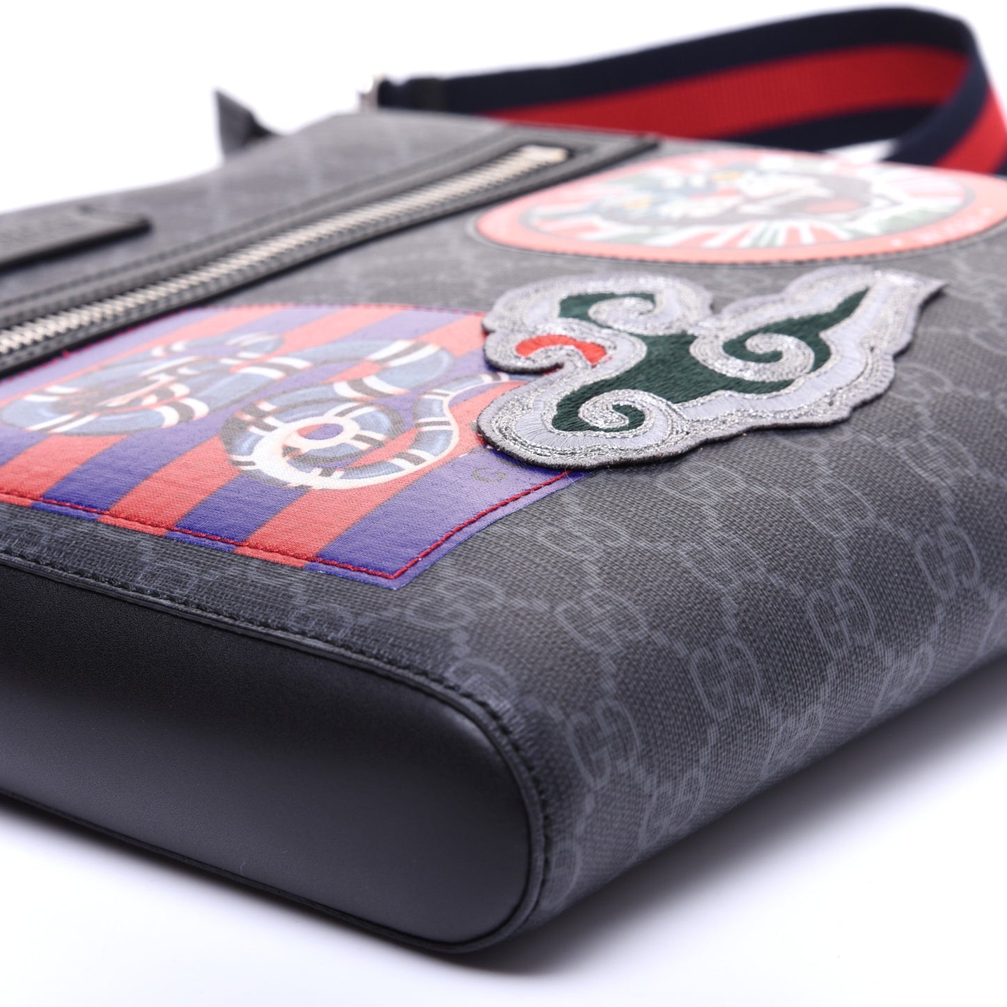 GG Supreme Monogram Night Courrier Flat Messenger Bag Black Multicolor