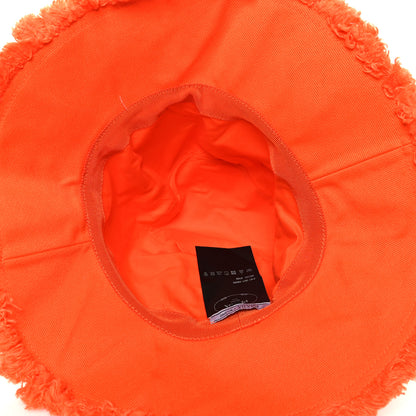 Prada Drill Nylon Triangle Logo Embroidered Womens Wide Brim Hat S Arancio 7 of 8