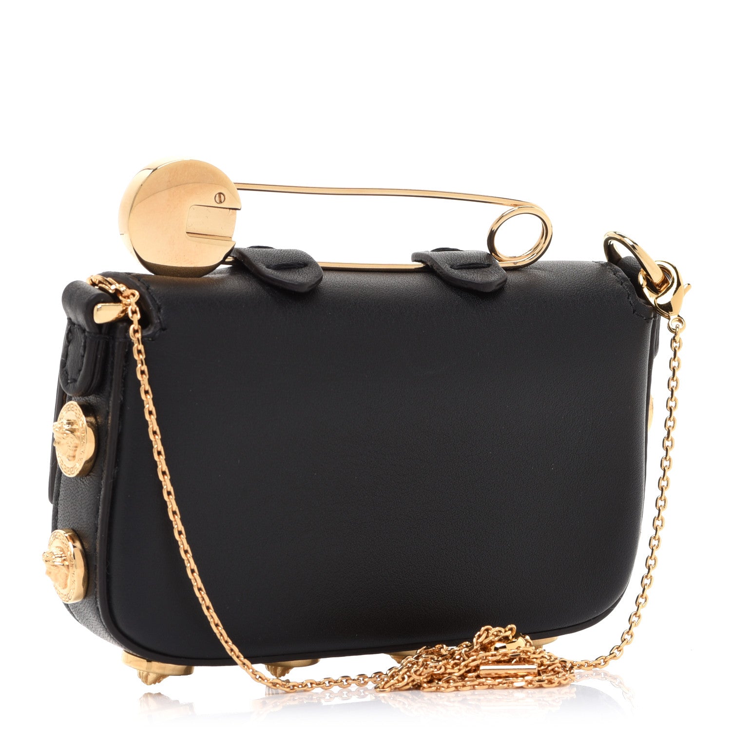 Fendi X VERSACE Vitello Seta Fendace Studded Nano Brooch Baguette Black 2 of 8