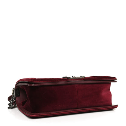 Chanel Velvet Tweed Quilted Medium Boy Flap Burgundy 4 of 10