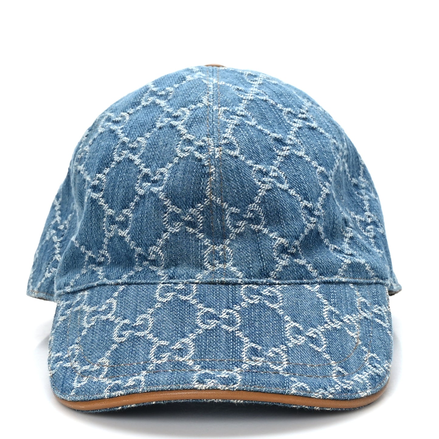 Denim GG Monogram Baseball Hat M Blue Tea Cuir