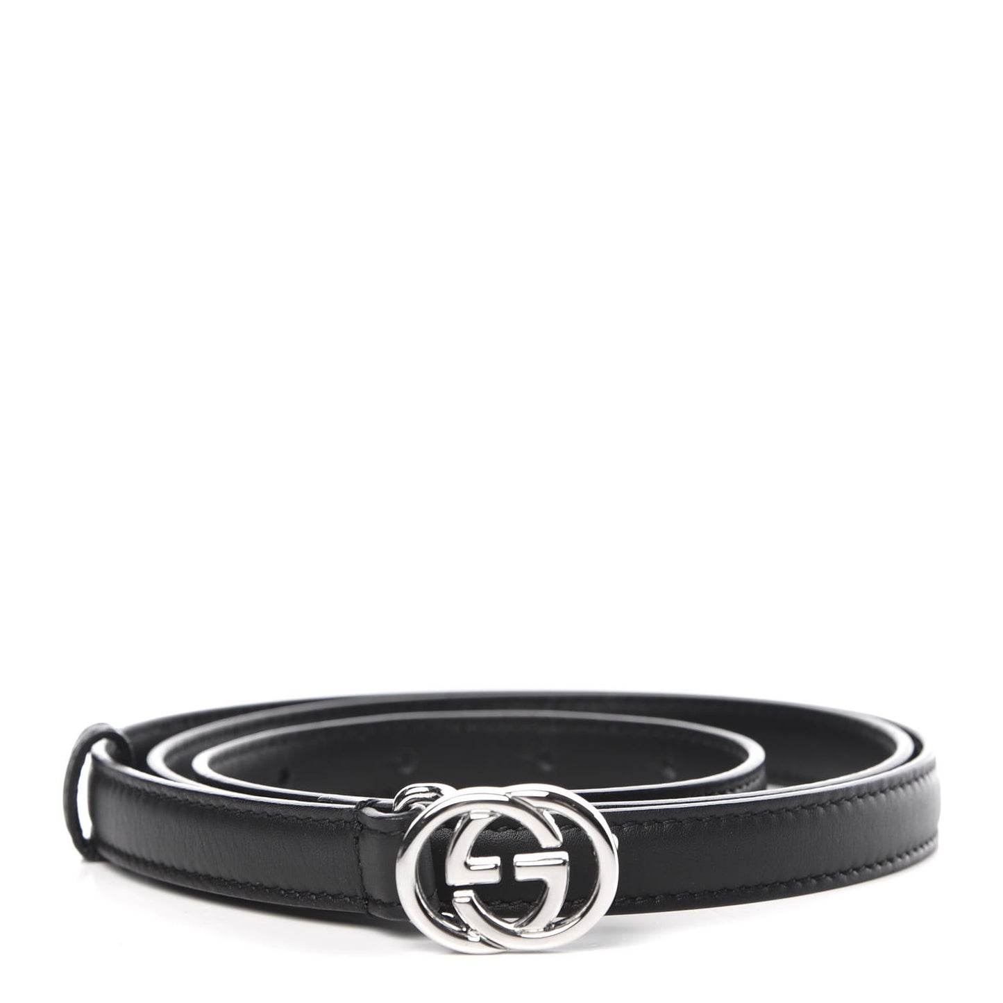 Moon Calfskin Nickel Interlocking G 20mm Belt 95 38 Black