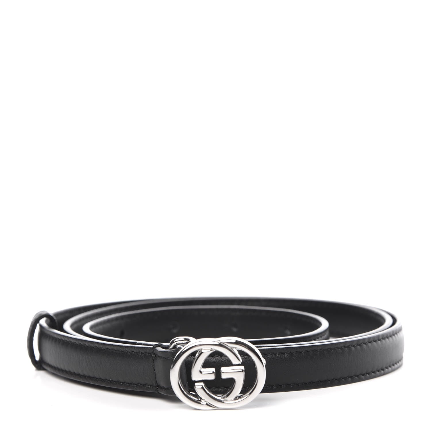 Gucci Moon Calfskin Nickel Interlocking G 20mm Belt 95 38 Black 1 of 7