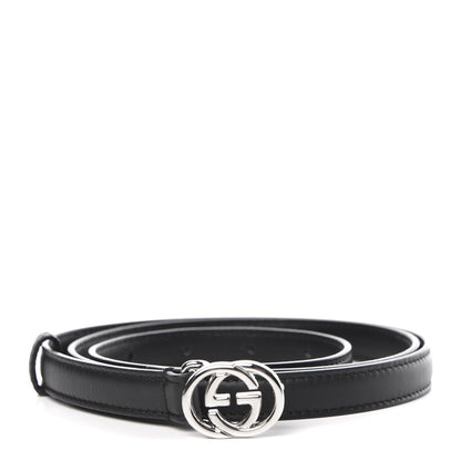 Gucci Moon Calfskin Nickel Interlocking G 20mm Belt 95 38 Black 1 of 7