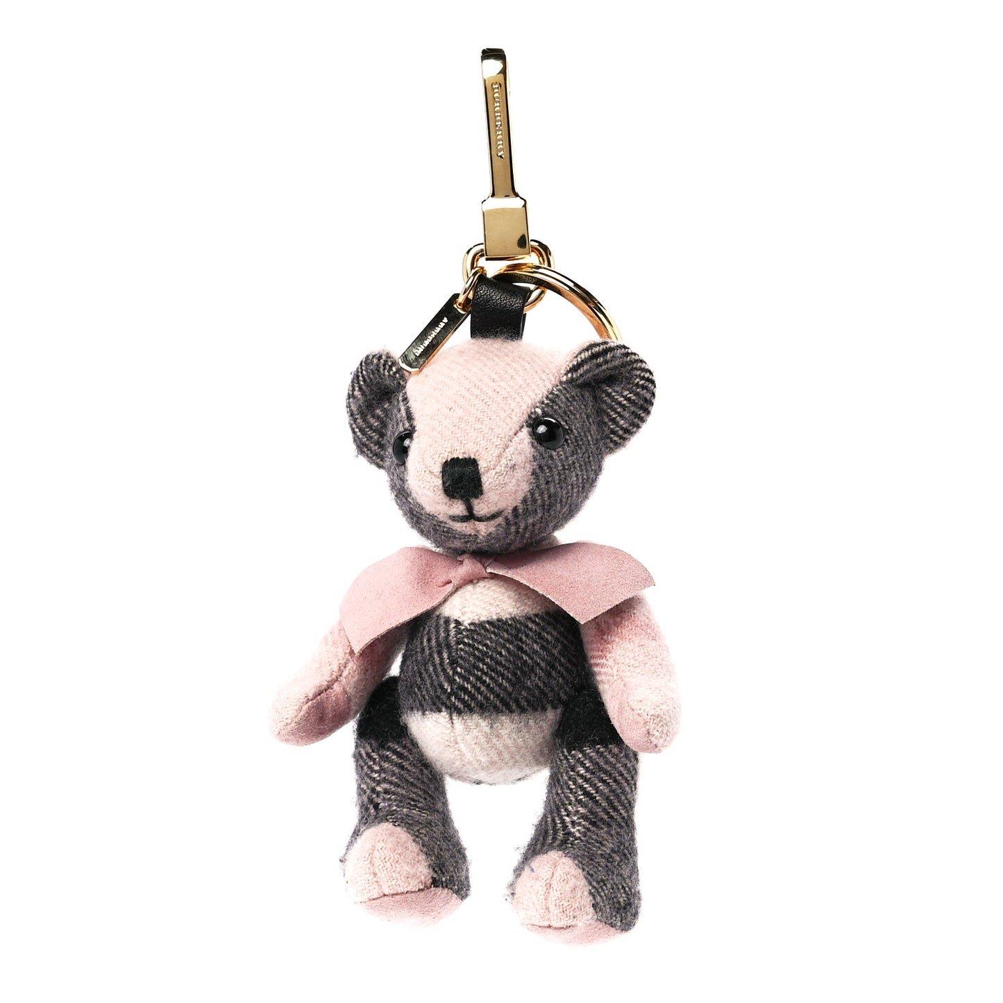 Cashmere Check Thomas Bear Keychain Charm Ash Rose