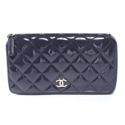 Chanel Patent Quilted Large Zip Around Wallet Purple 1 of 7