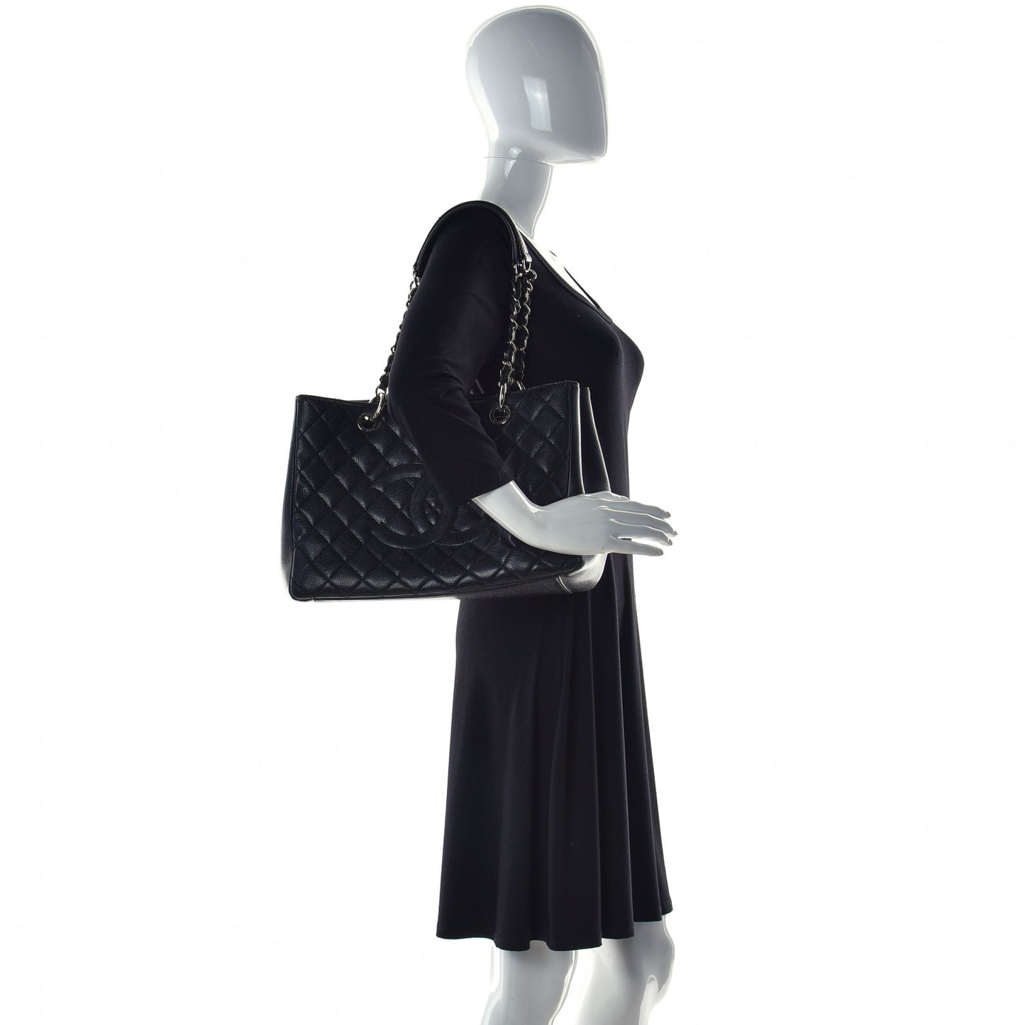Caviar Quilted Grand Shopping Tote GST Black