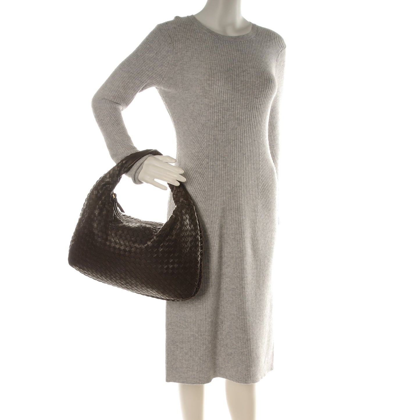 Nappa Intrecciato Medium Veneta Hobo Ebano