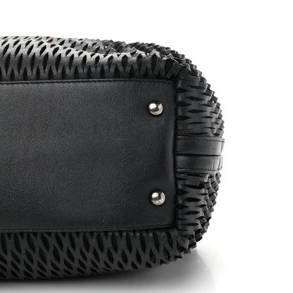 Chanel Calfskin Laser Cut Perforated CC Tote Black 8 of 9