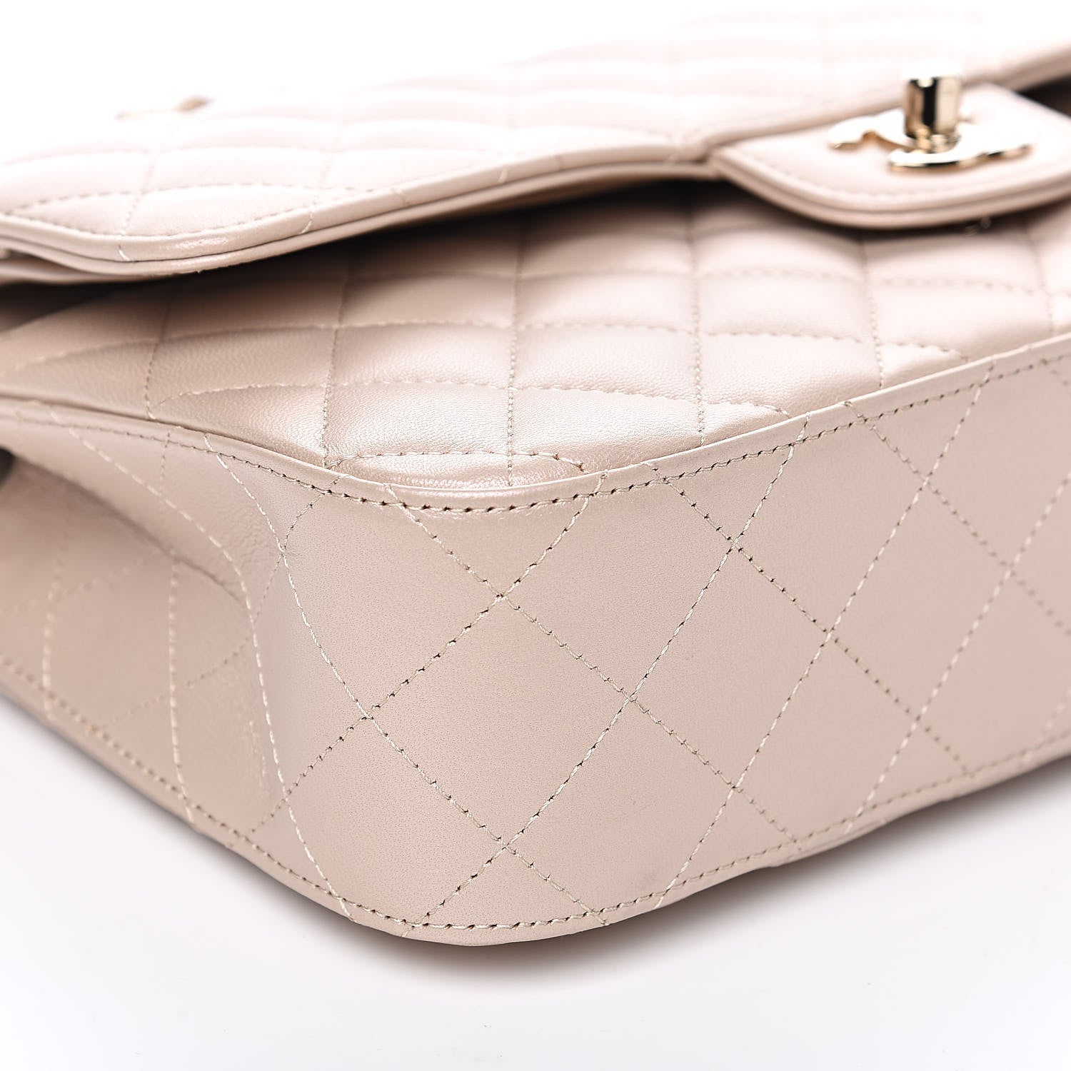 Chanel Iridescent Lambskin Quilted Medium Double Flap Light Beige 8 of 12