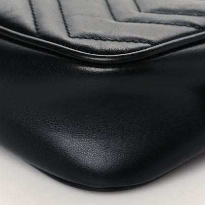 Gucci Calfskin Matelasse Mini GG Marmont Chain Shoulder Bag Black 11 of 13