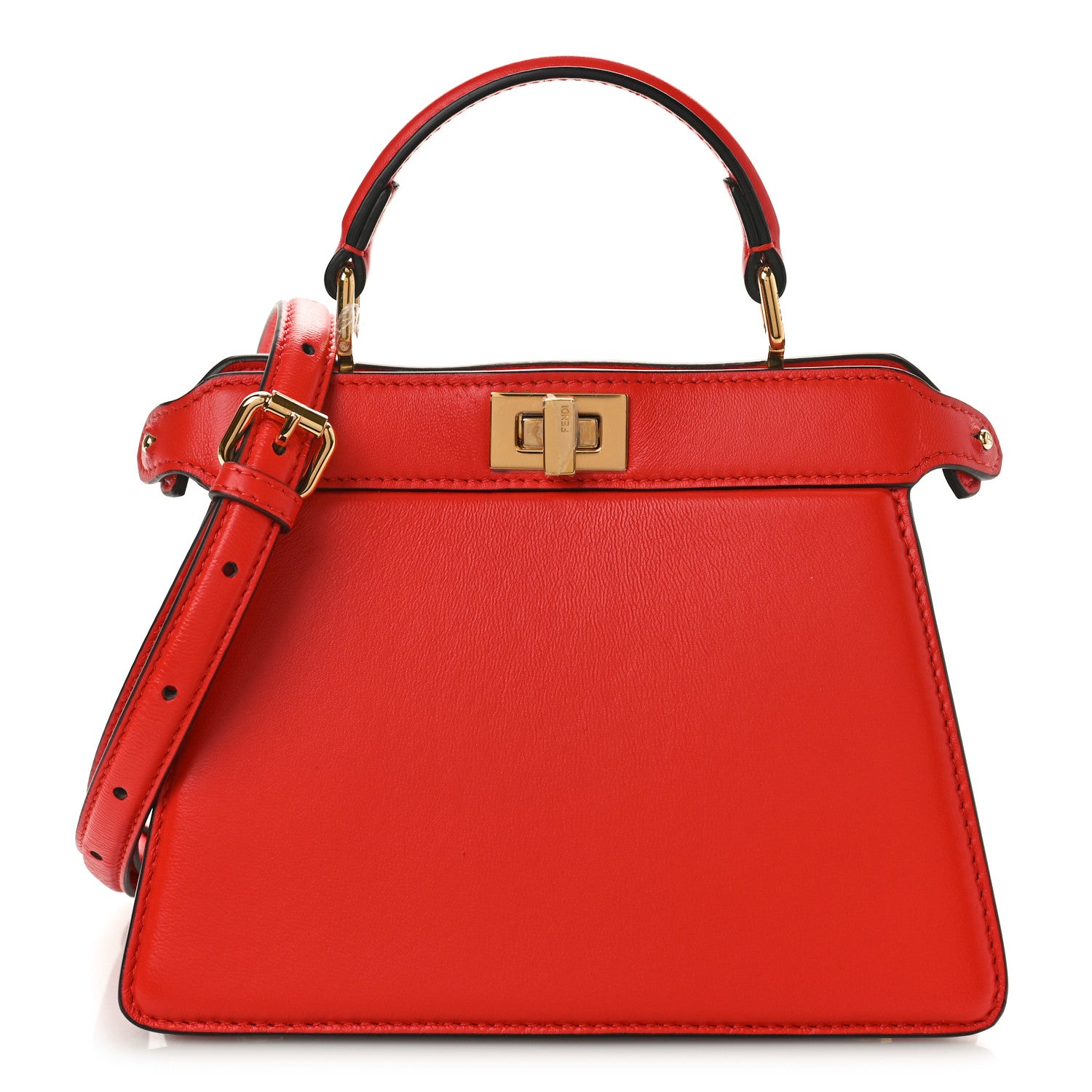 Fendi Shiny Nappa Petite Peekaboo I SEE U Satchel Papavero 1 of 11