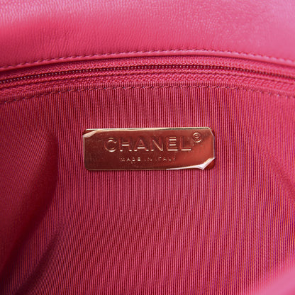 Chanel Lambskin Quilted Medium 19 Flap Dark Pink 6 of 10