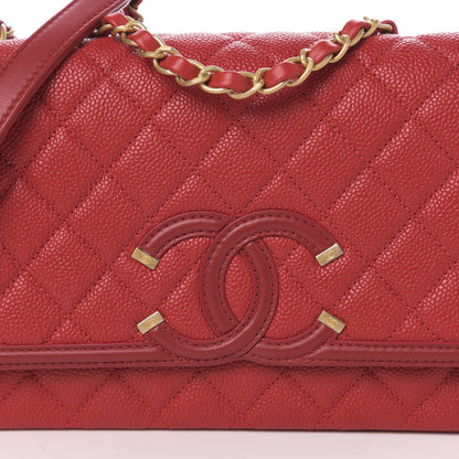 Chanel Caviar Quilted Medium CC Filigree Flap Red 9 of 9