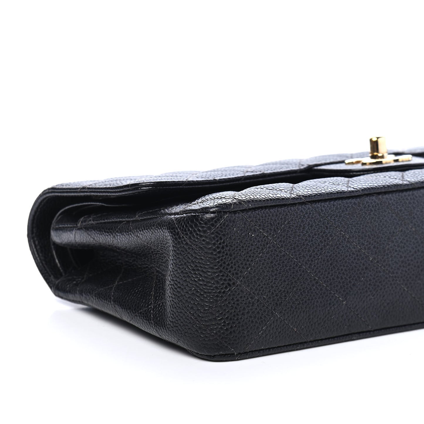 Caviar Quilted Medium Double Flap Black