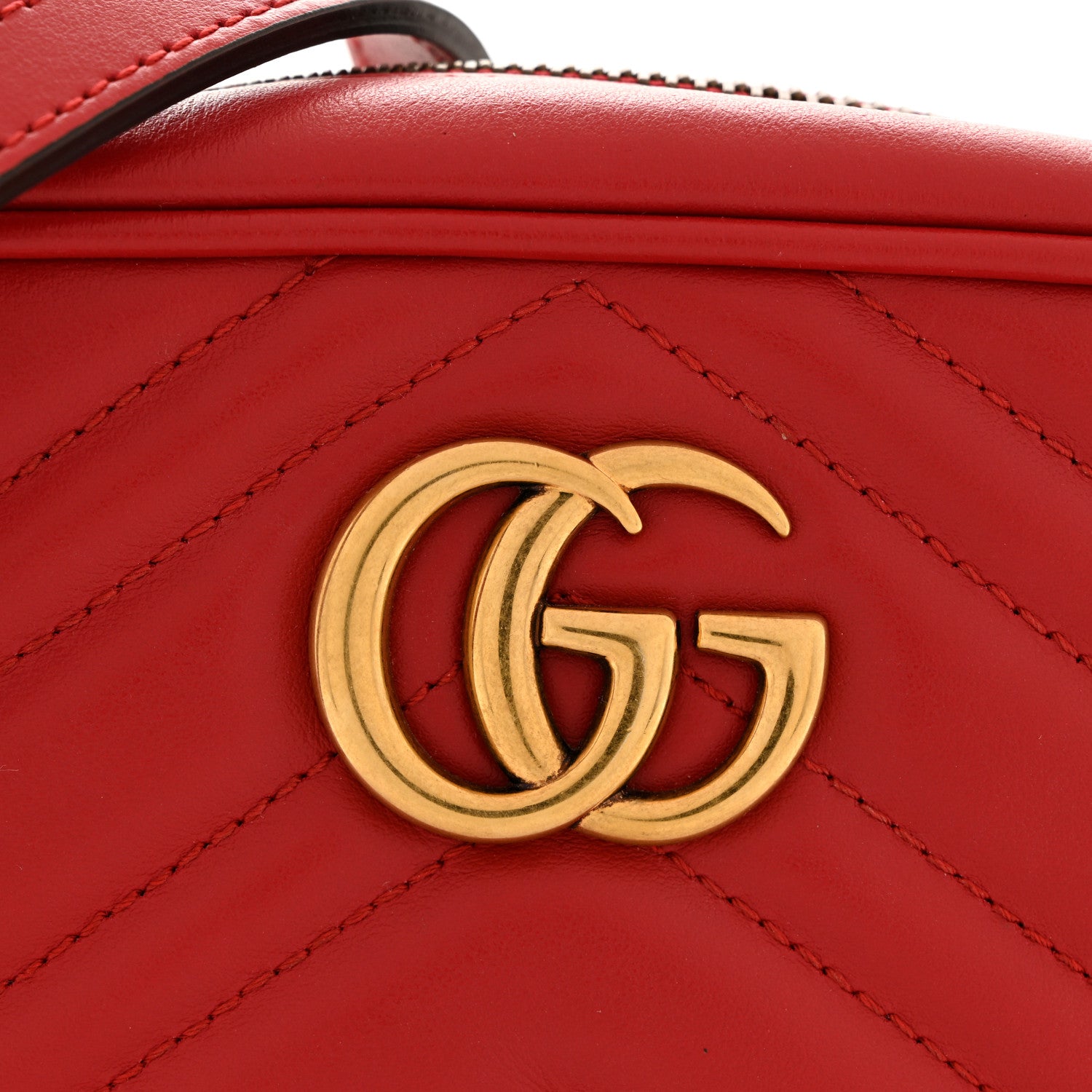Gucci Calfskin Matelasse Mini GG Marmont Chain Shoulder Bag Hibiscus Red 12 of 14