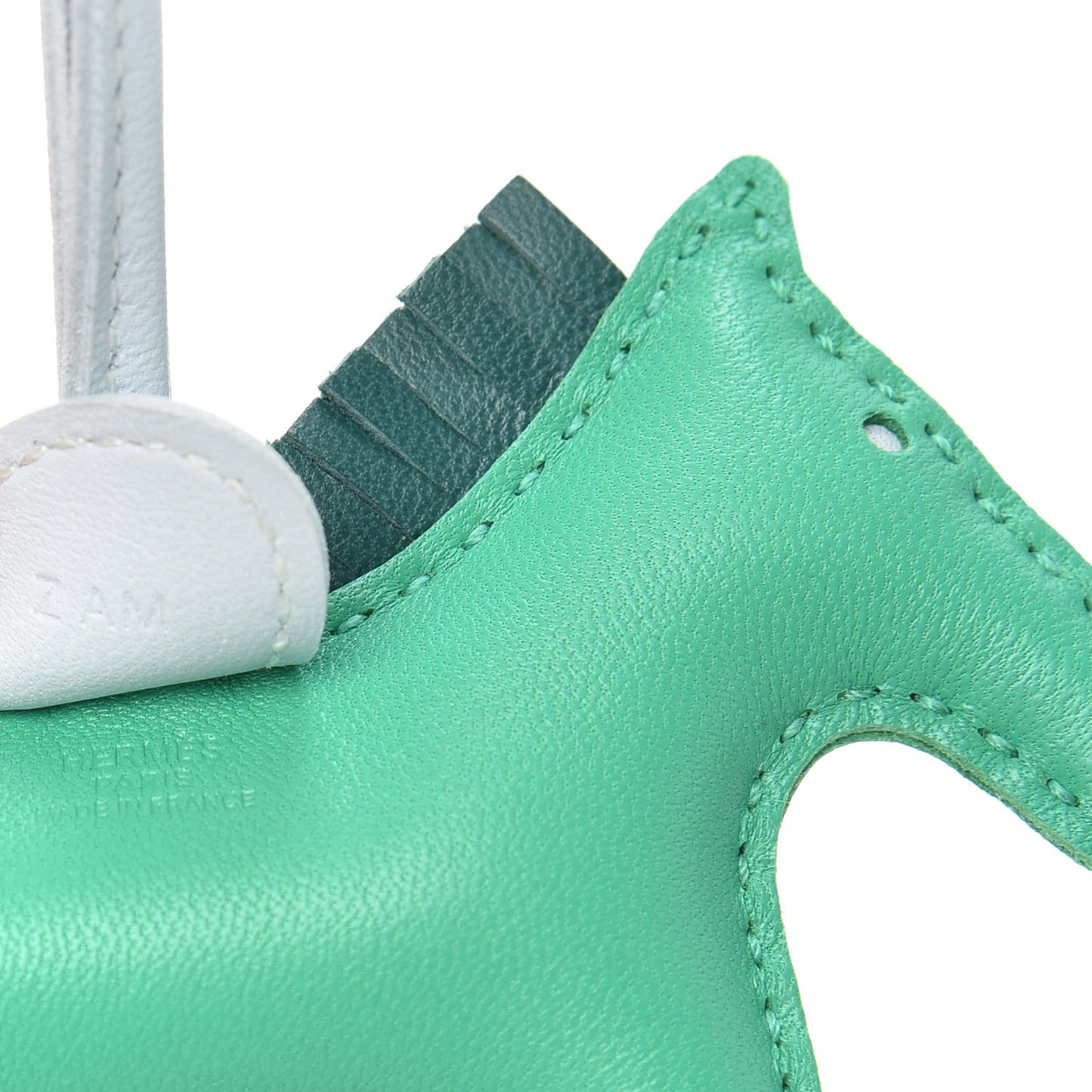 Milo Lambskin Grigri Rodeo Horse Bag Charm PM Menthe Malachite Brume