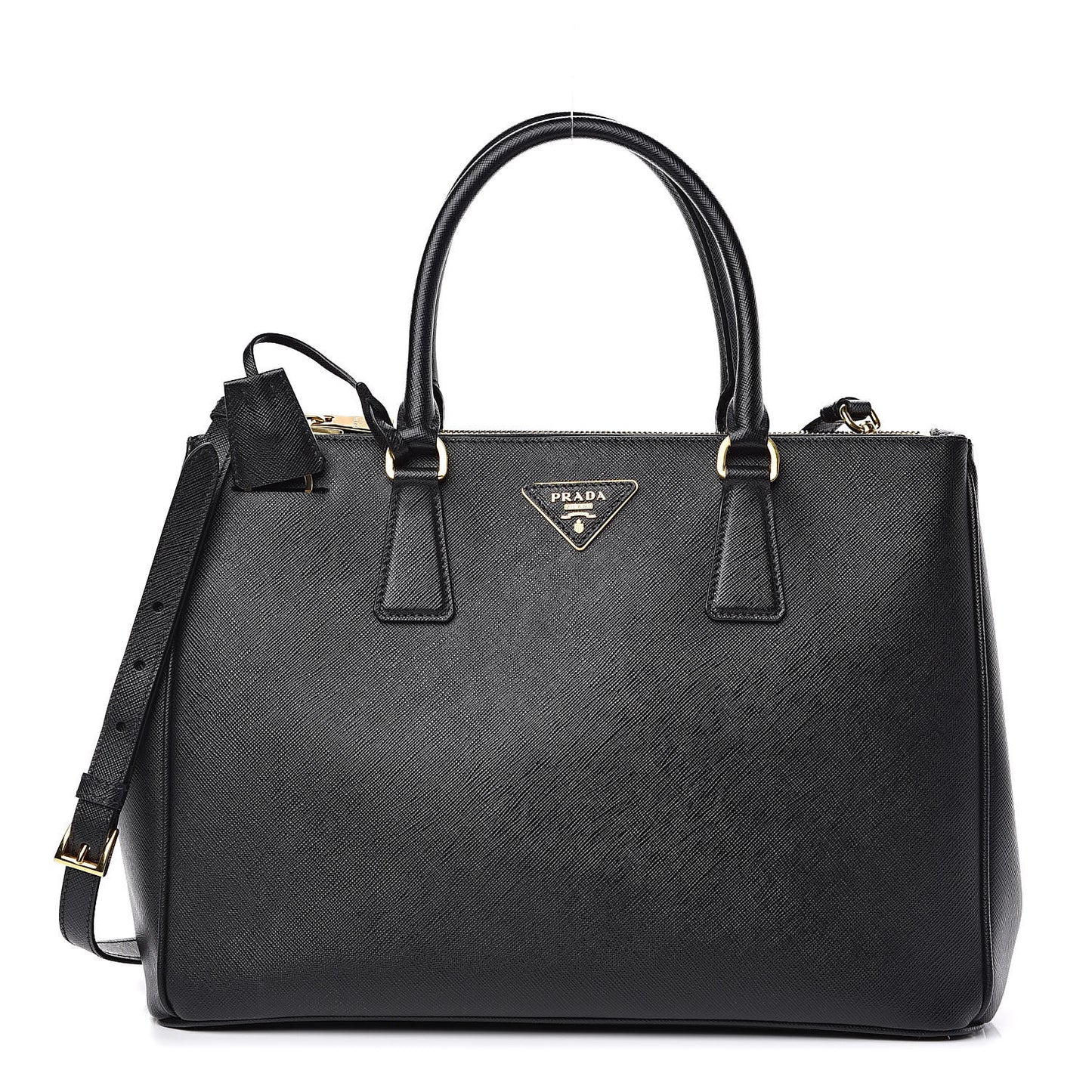 Saffiano Medium Galleria Double Zip Tote Black