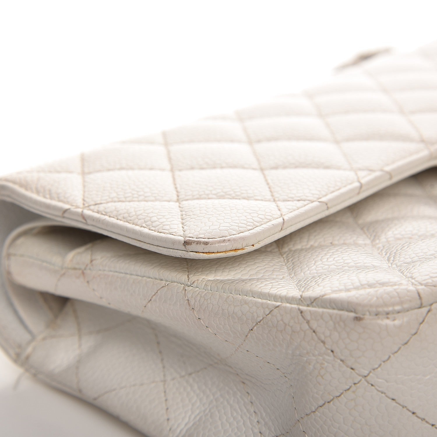 Chanel Caviar Quilted Medium Double Flap White 14 of 18